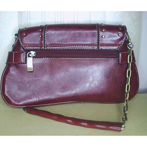 RINA RICH Y2K Leather Baguette Horsebit and Studs Chain Shoulder Bag 10x1.5x6 - Picture 2 of 3